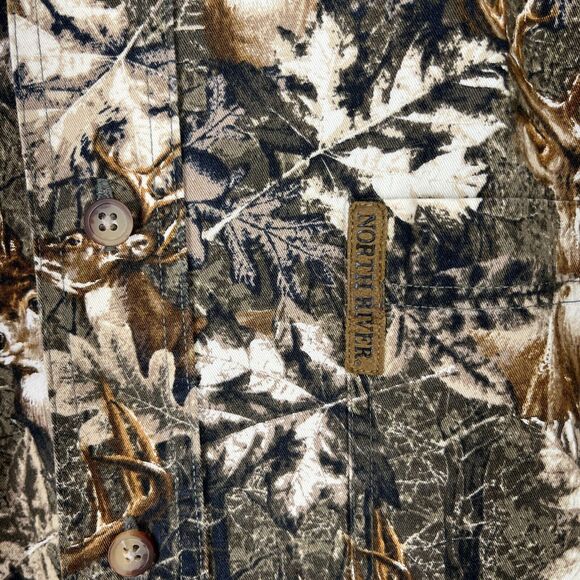 North River Shirt Mens Large Brown Camo Flannel Button Up Collared - Picture 3 of 7